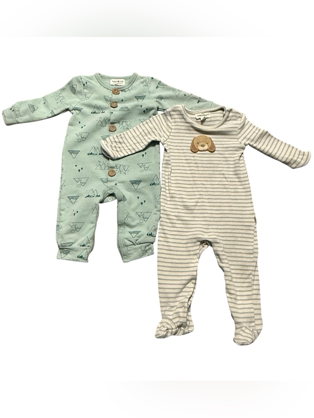 Rabbit Bear Baby Sleepers 3-6M & 6-9M 2-Pack Mountain Dog